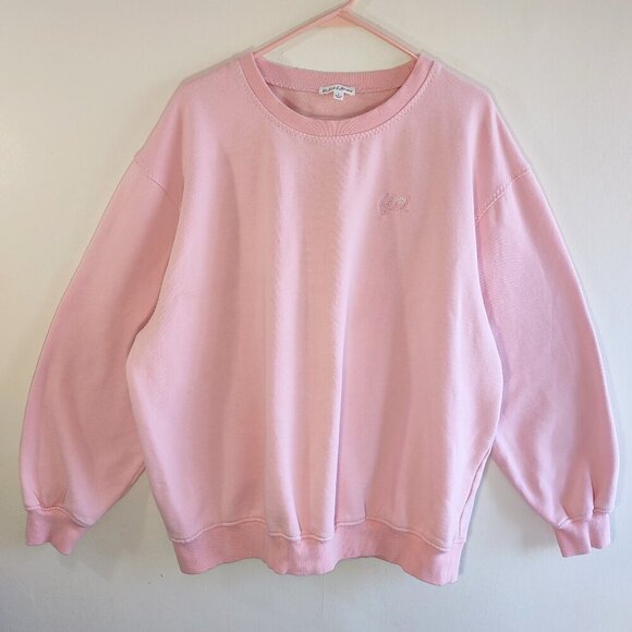For Love & Lemons Embroidered Daisy Pink Sweatshirt Oversized Women Size Large - Picture 4 of 11